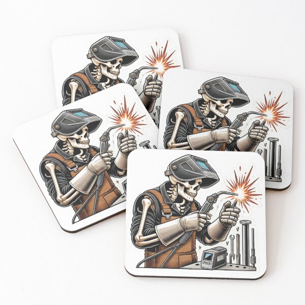 Item preview, Skeleton welder wearing a Welding helmet designed and sold by BrinaandPops.