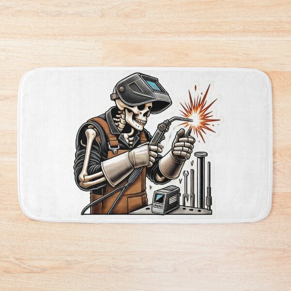 Item preview, Skeleton welder wearing a Welding helmet designed and sold by BrinaandPops.