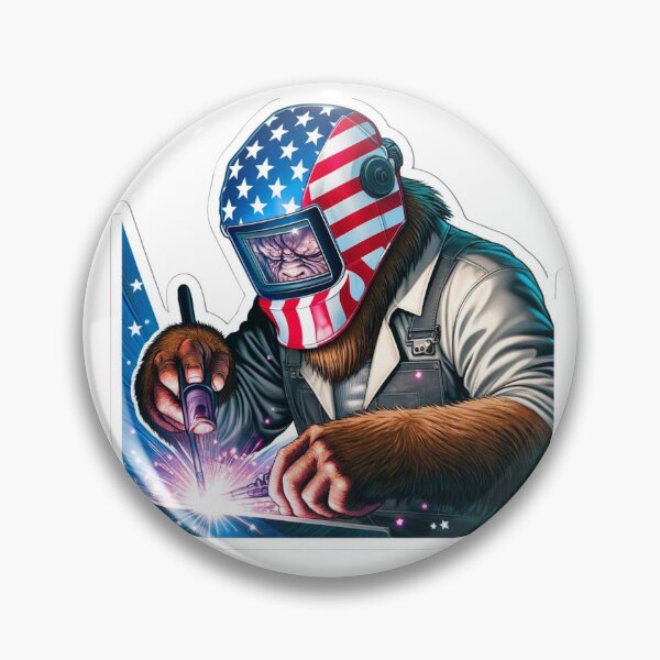 Item preview, Patriotic Bigfoot welder wearing a Welding helmet designed and sold by BrinaandPops.