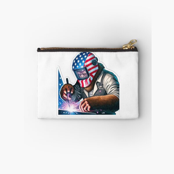 Item preview, Patriotic Bigfoot welder wearing a Welding helmet designed and sold by BrinaandPops.