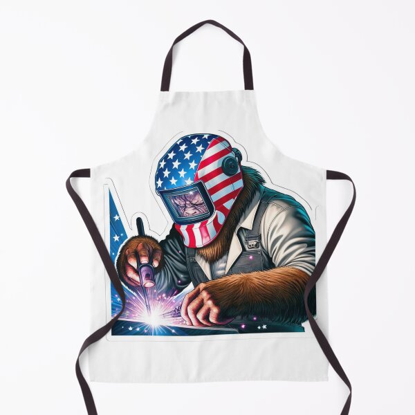 Item preview, Patriotic Bigfoot welder wearing a Welding helmet designed and sold by BrinaandPops.