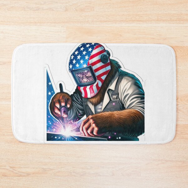 Item preview, Patriotic Bigfoot welder wearing a Welding helmet designed and sold by BrinaandPops.