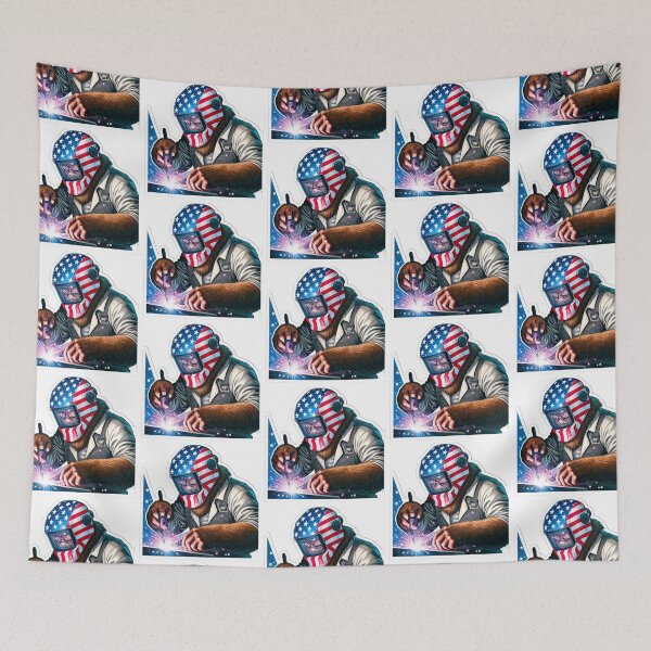 Item preview, Patriotic Bigfoot welder wearing a Welding helmet designed and sold by BrinaandPops.