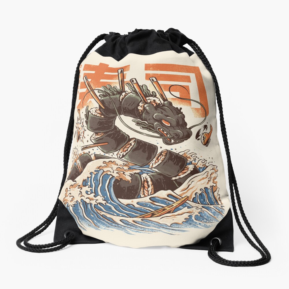 Great Sushi Dragon Drawstring Bag