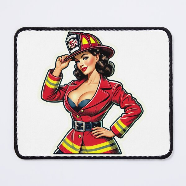 Item preview, Vintage Female firefighter pin-up style designed and sold by BrinaandPops.