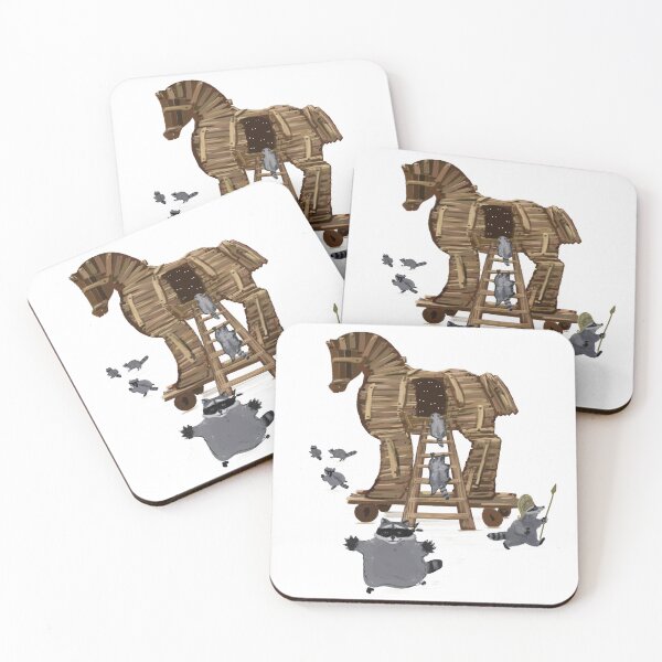 Item preview, Raccoons and Trojan Horse designed and sold by SpottedPilot.