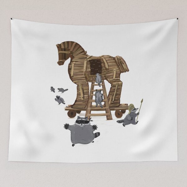 Item preview, Raccoons and Trojan Horse designed and sold by SpottedPilot.