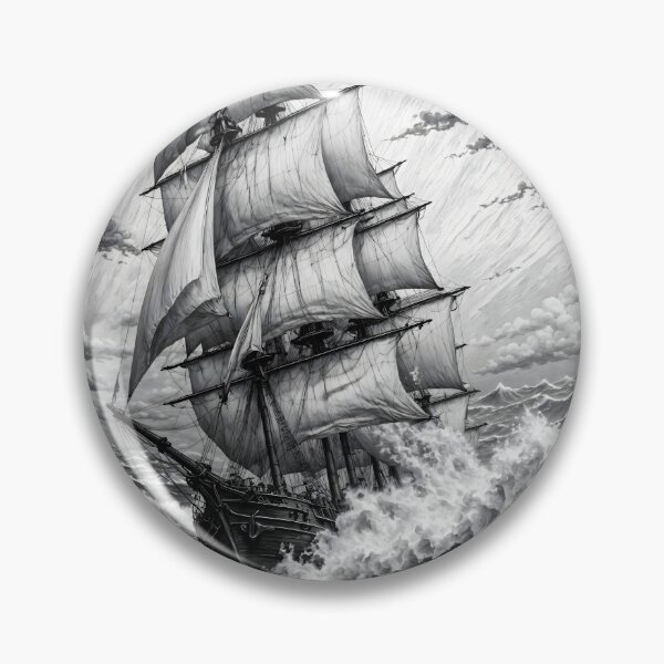 Item preview, Sailing Ship Art Illustration | Black & White Stormy Sea designed and sold by Rostislav Bouda.