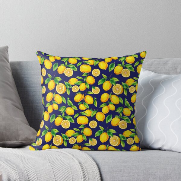 Item preview, Lemons and Slices on Dark Blue Background Vivid Watercolor designed and sold by paulasantos.