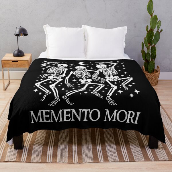 Item preview, Memento Mori Latin Stoic Quote Dancing Skeletons Funny Halloween designed and sold by Bad Kitty Designz.