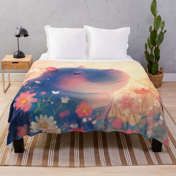 Item preview, Blissful Hippo in a Dreamy Meadow designed and sold by AshiraCreations.