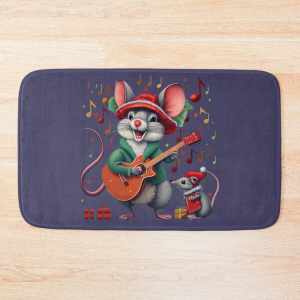 Item preview, christmas mouse and baby mouse playing guitar singing designed and sold by Meandmyshop.