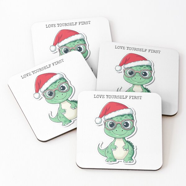 Item preview, A dinosaur with glasses and a cute Santa Claus hat designed and sold by EmpowerEcho.