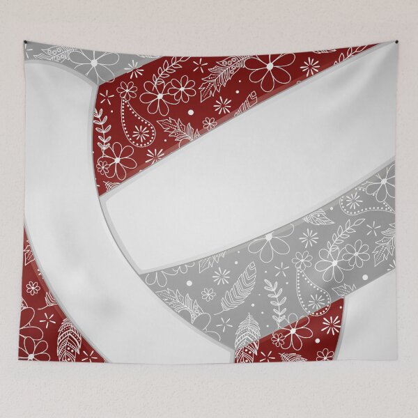 Item preview, Boho feathers paisleys maroon gray volleyball designed and sold by katzdzynes.