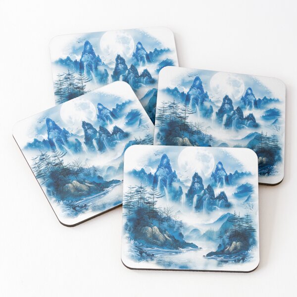 Item preview, Watercolor Moonlit Cascade: A Serene Dreamscap designed and sold by shirley80935.