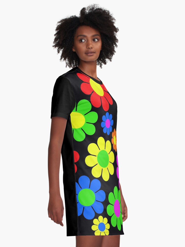 Alternate view of Hippy Flower Daisy Spring Pattern Graphic T-Shirt Dress