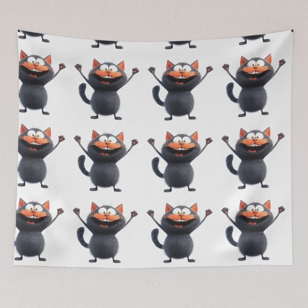 Item preview, Excited Black Cat with Orange Whiskers designed and sold by IllustrifyArts.