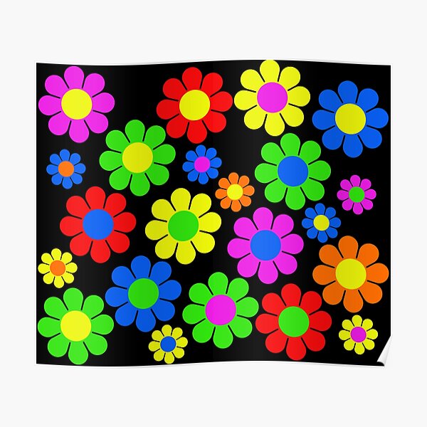 Hippy Flower Daisy Spring Pattern Poster