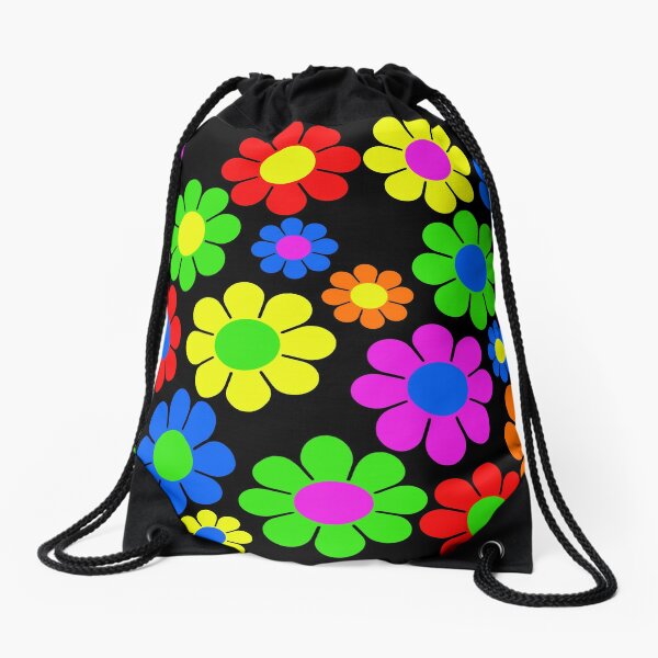 Hippy Flower Daisy Spring Pattern Drawstring Bag