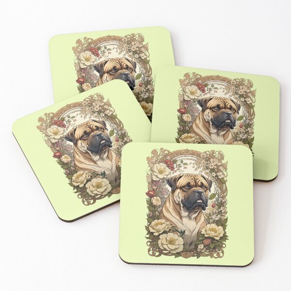 Item preview, Cute Mastiff Dog pet retro vintage floral design designed and sold by BorgSpareParts.
