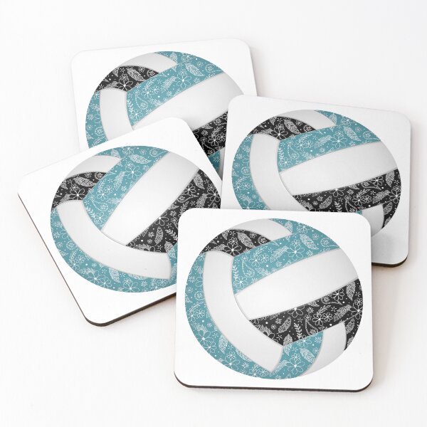 Item preview, Boho feathers paisleys teal black volleyball designed and sold by katzdzynes.