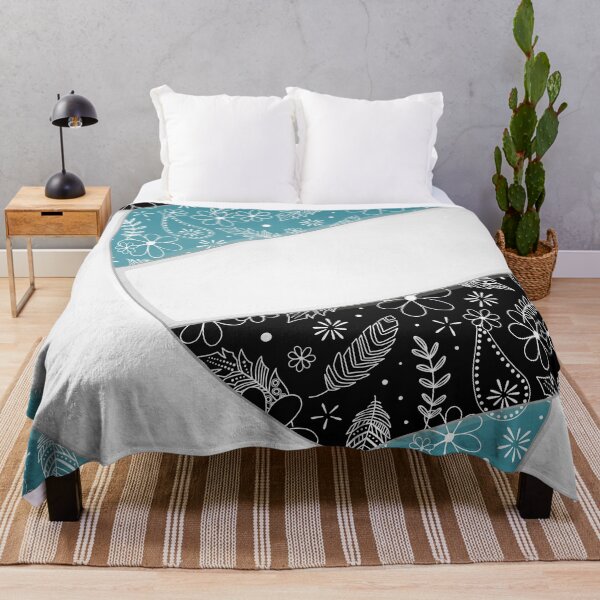Item preview, Boho feathers paisleys teal black volleyball designed and sold by katzdzynes.
