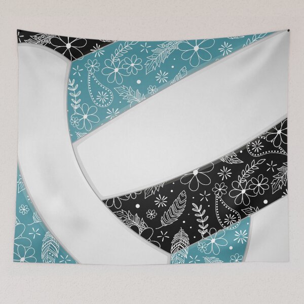 Item preview, Boho feathers paisleys teal black volleyball designed and sold by katzdzynes.