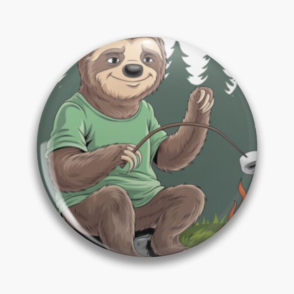 Item preview, CAMPFIRE SLOTH .cute sloth sitting beside camping fire  designed and sold by Obinne.