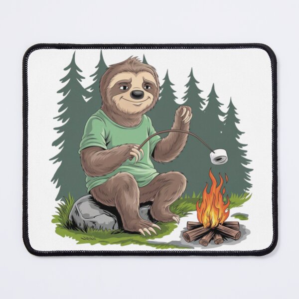 Item preview, CAMPFIRE SLOTH .cute sloth sitting beside camping fire designed and sold by Obinne.