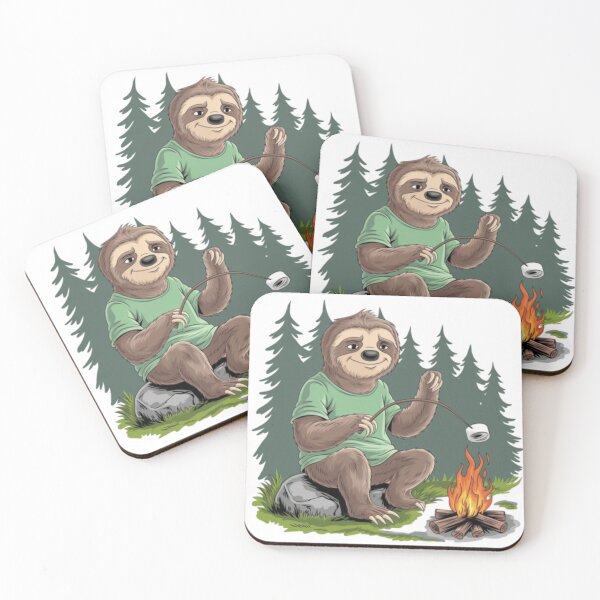 Item preview, CAMPFIRE SLOTH .cute sloth sitting beside camping fire  designed and sold by Obinne.