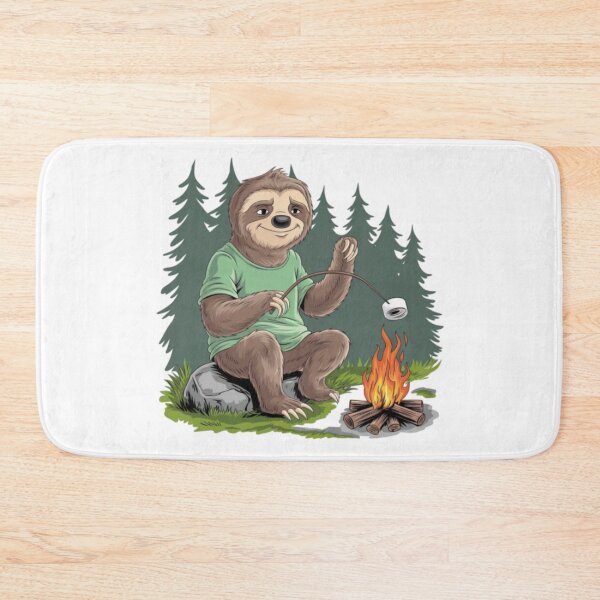 Item preview, CAMPFIRE SLOTH .cute sloth sitting beside camping fire  designed and sold by Obinne.