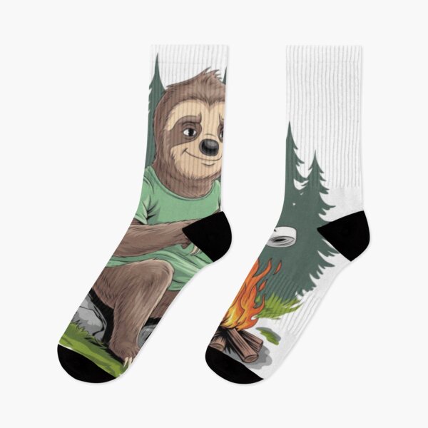 Item preview, CAMPFIRE SLOTH .cute sloth sitting beside camping fire  designed and sold by Obinne.