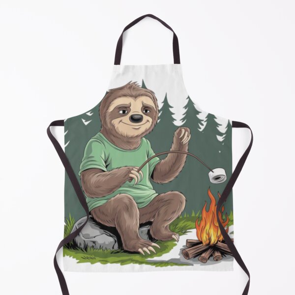 Item preview, CAMPFIRE SLOTH .cute sloth sitting beside camping fire  designed and sold by Obinne.