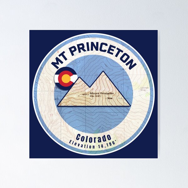 Colorado Mountain Sunset Map - Mt Princeton Poster