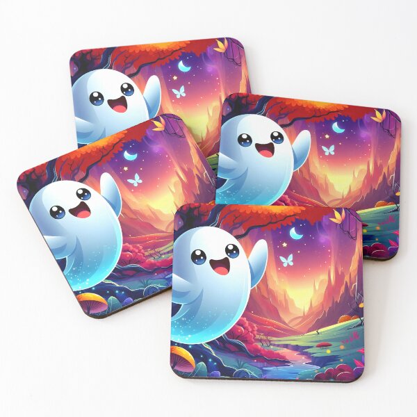 Item preview, Smiling cartoon ghost in an autumn valley designed and sold by EmeraldeaArt.