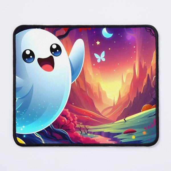 Item preview, Smiling cartoon ghost in an autumn valley designed and sold by EmeraldeaArt.