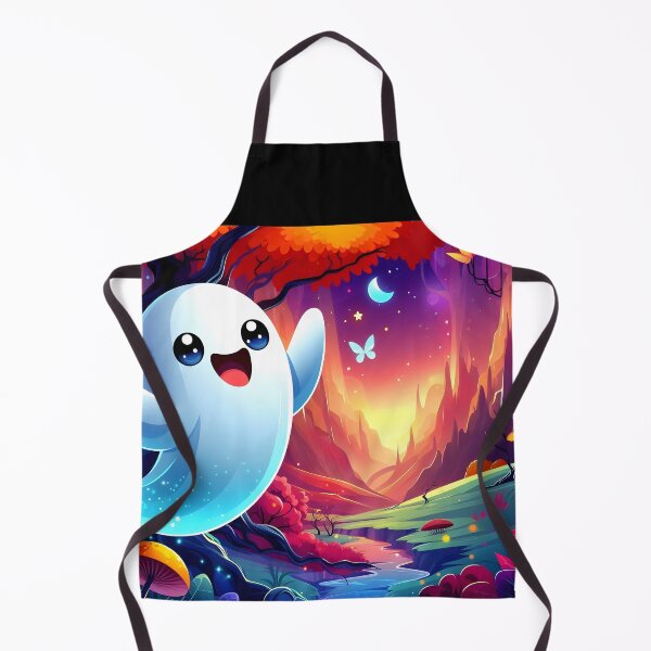 Item preview, Smiling cartoon ghost in an autumn valley designed and sold by EmeraldeaArt.