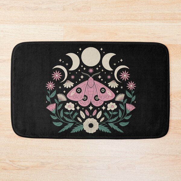Item preview, Dark girly pink moth with moon phases  - lunar florals wild flowers composition gothic feminine girlie night celestial  designed and sold by Fantasy Cache.