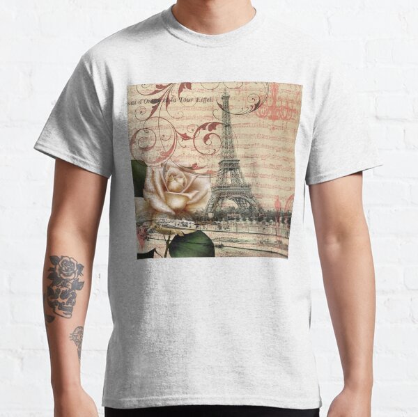 Aperçu de l'œuvre dark academia vintage français botanique rose blanche paris tour eiffel créée et vendue par LEILA ART SPACE.