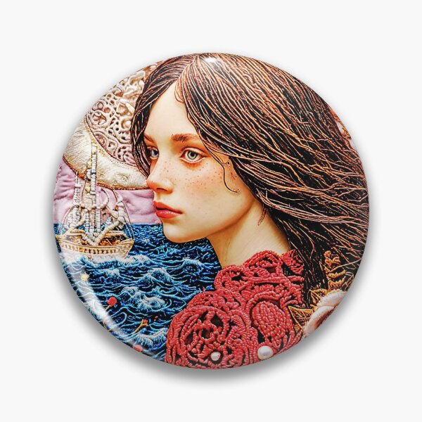 Item preview, Intriguing Female Portrait with Floral Patterns and Seascape designed and sold by MelissaMelovich.