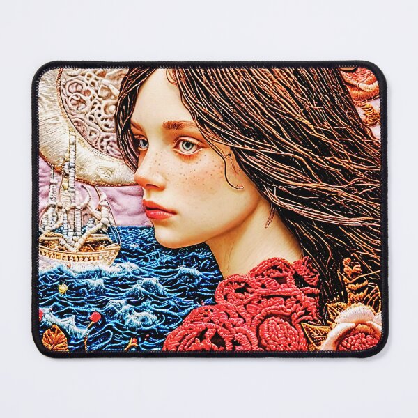 Item preview, Intriguing Female Portrait with Floral Patterns and Seascape designed and sold by MelissaMelovich.