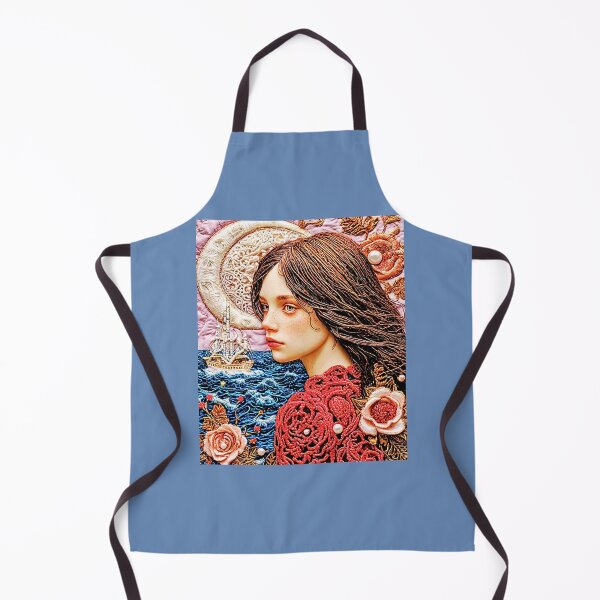 Item preview, Intriguing Female Portrait with Floral Patterns and Seascape designed and sold by MelissaMelovich.