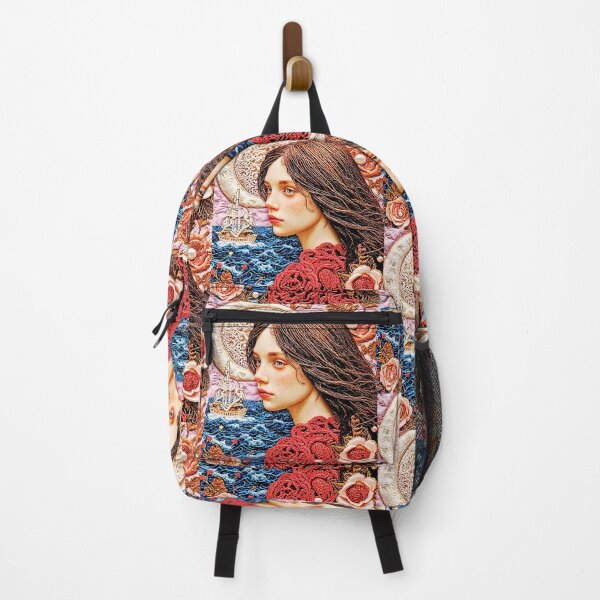 Item preview, Intriguing Female Portrait with Floral Patterns and Seascape designed and sold by MelissaMelovich.