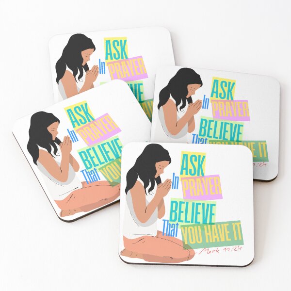 Item preview, Ask in Prayer, Believe that You Have It, Mark 11:24 Girl Kneeling in Prayer Art designed and sold by Faithloveshop.