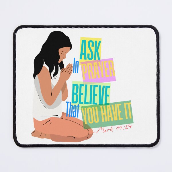Item preview, Ask in Prayer, Believe that You Have It, Mark 11:24 Girl Kneeling in Prayer Art designed and sold by Faithloveshop.