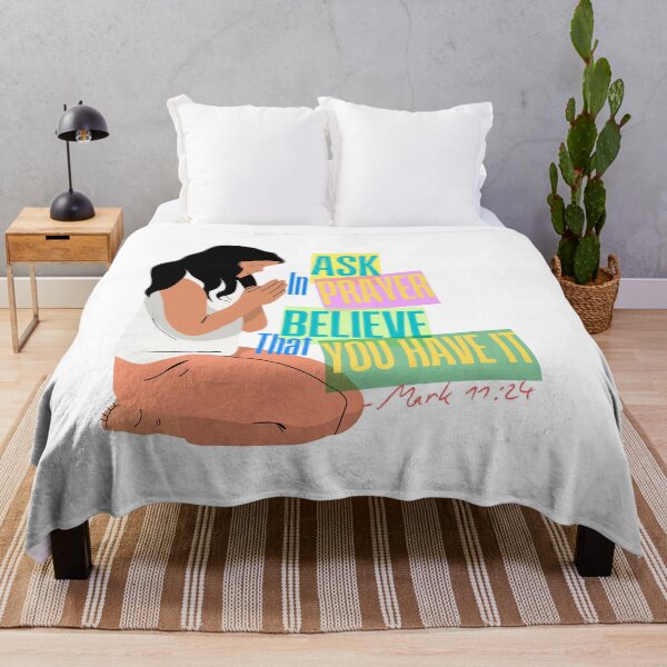 Item preview, Ask in Prayer, Believe that You Have It, Mark 11:24 Girl Kneeling in Prayer Art designed and sold by Faithloveshop.