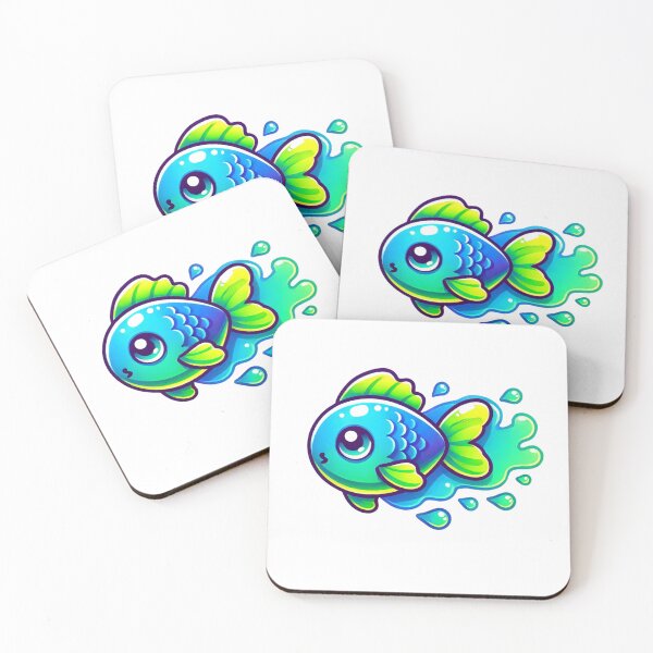 Item preview, Cute Vibrant Blue Green Fish designed and sold by Little Care Studio.