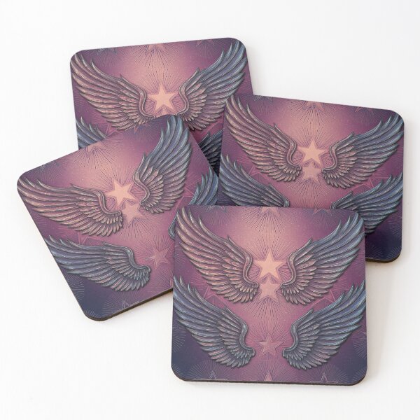 Item preview, Chrome Angels: Tribal Wings & Stars in Pastel Y2K Angelcore designed and sold by SeanOsShirts.