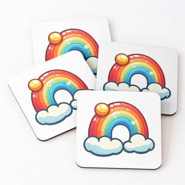 Item preview, Vibrant cartoon landscape with rainbow, sun, and mountains designed and sold by homydesign.