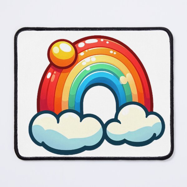 Item preview, Vibrant cartoon landscape with rainbow, sun, and mountains designed and sold by homydesign.